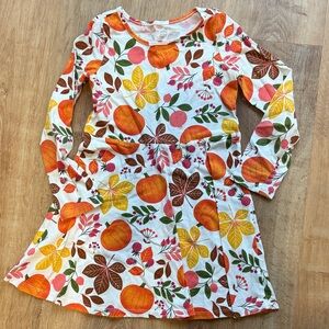 Leaf and Pumpkin Print Dress - Thanksgiving